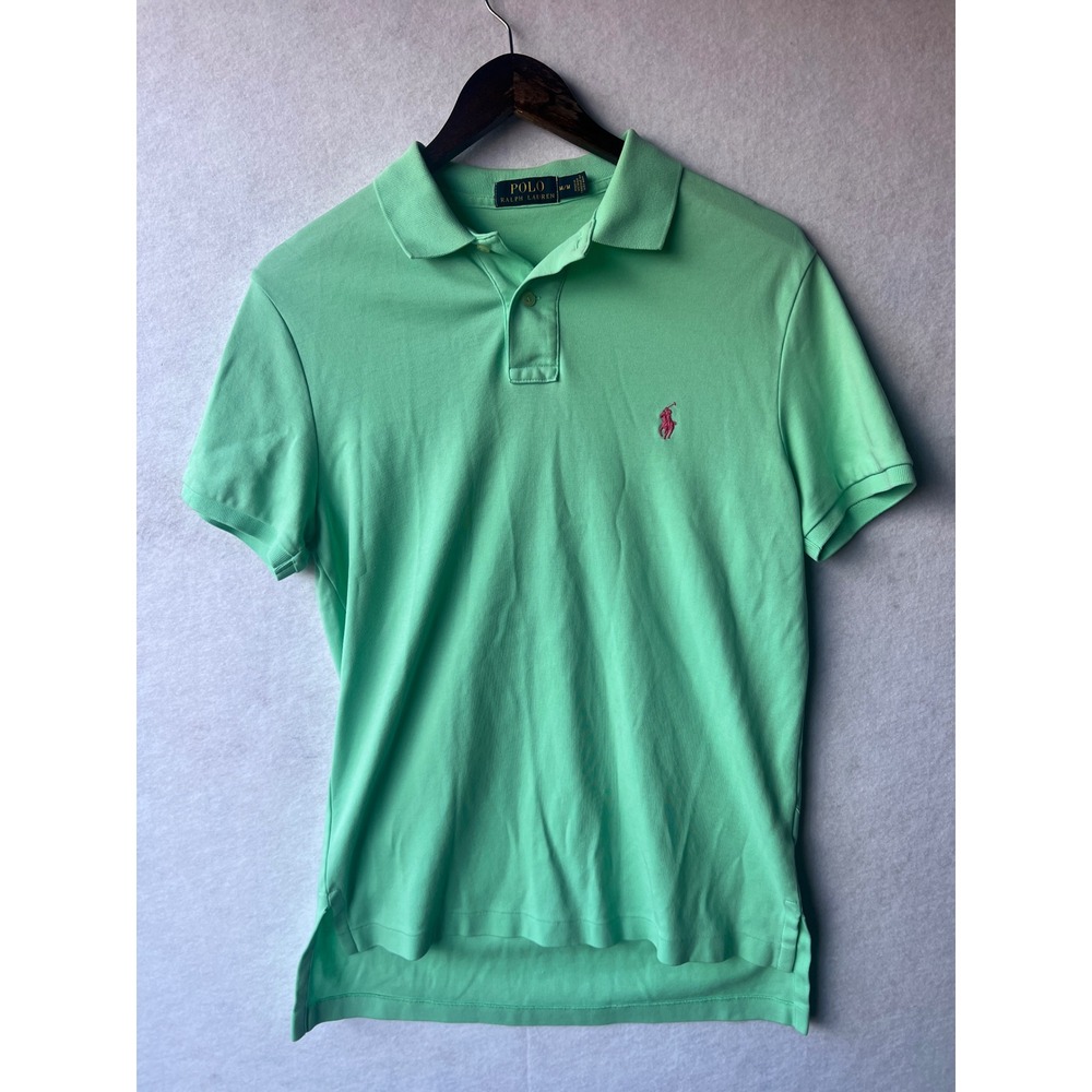 Polo Ralph Lauren Mens Mint Green Short Sleeve Cotton Polo Shirt Pink Pony M